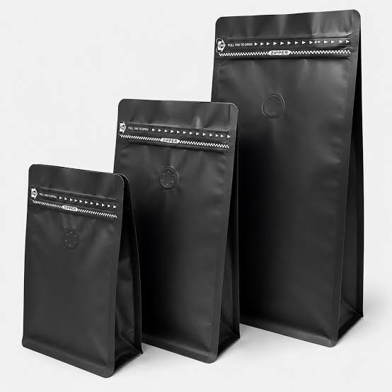 Black Coffee Bag with Air Valve
